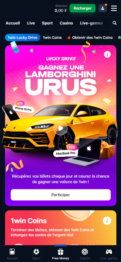 Les bonus et les promotions sont disponibles pour les utilisateurs du Togo dans l'application 1win