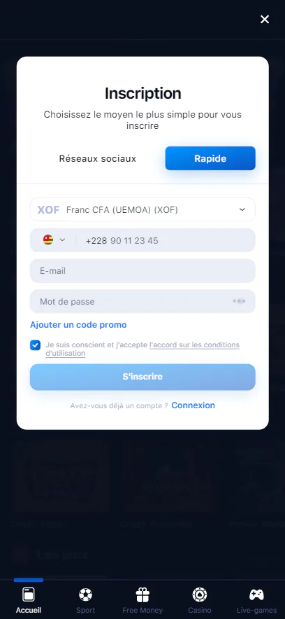 Une fois inscrits, les utilisateurs togolais de 1win peuvent jouer pour de l'argent réel sur l'application 1win