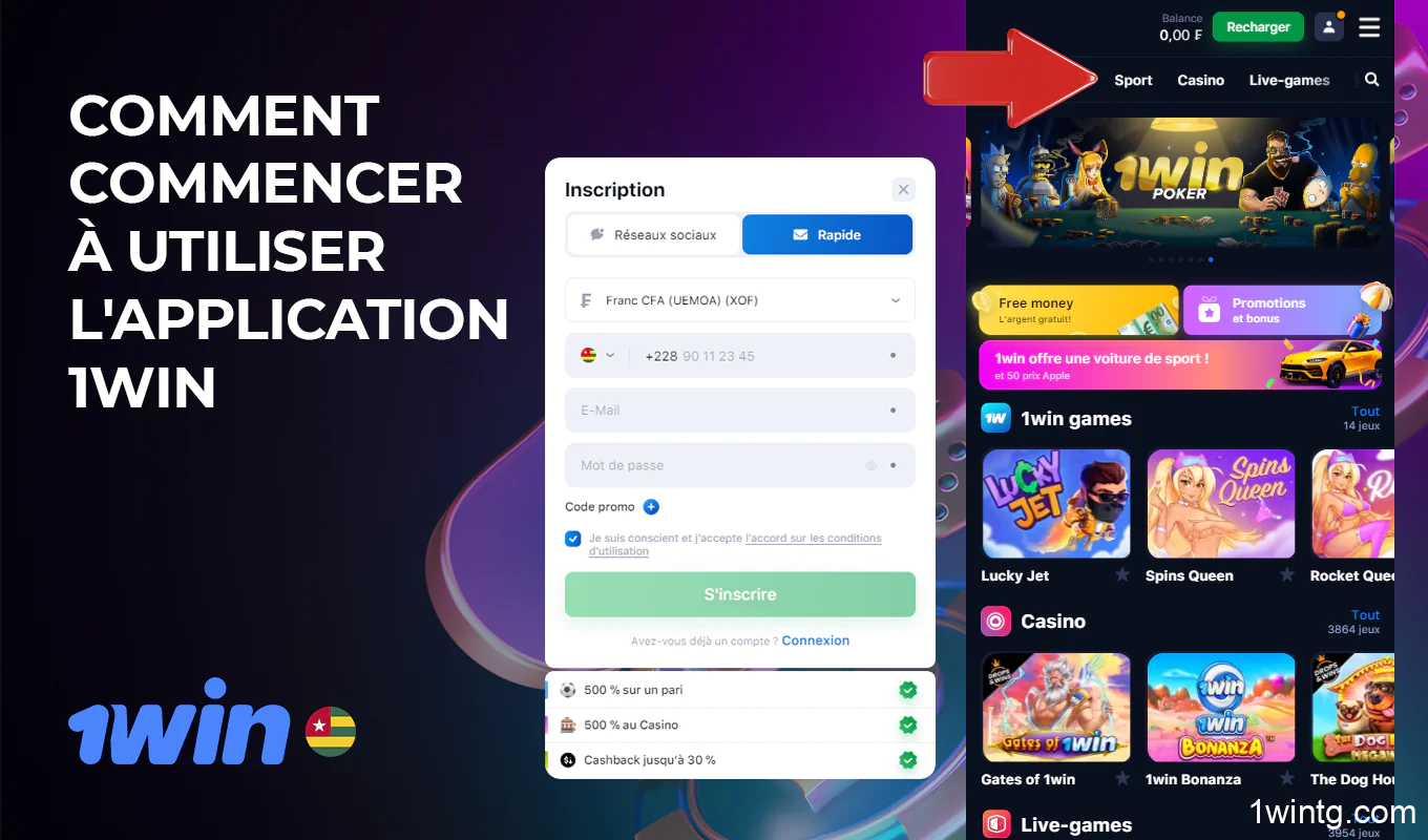Une fois inscrits, les utilisateurs togolais de 1win peuvent jouer pour de l'argent réel sur l'application 1win
