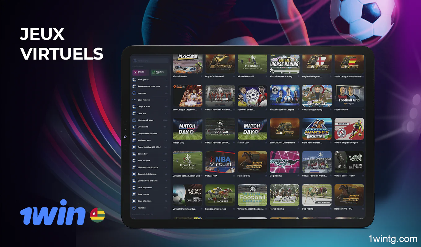 La plateforme 1win propose des paris sur des sports virtuels aux utilisateurs togolais