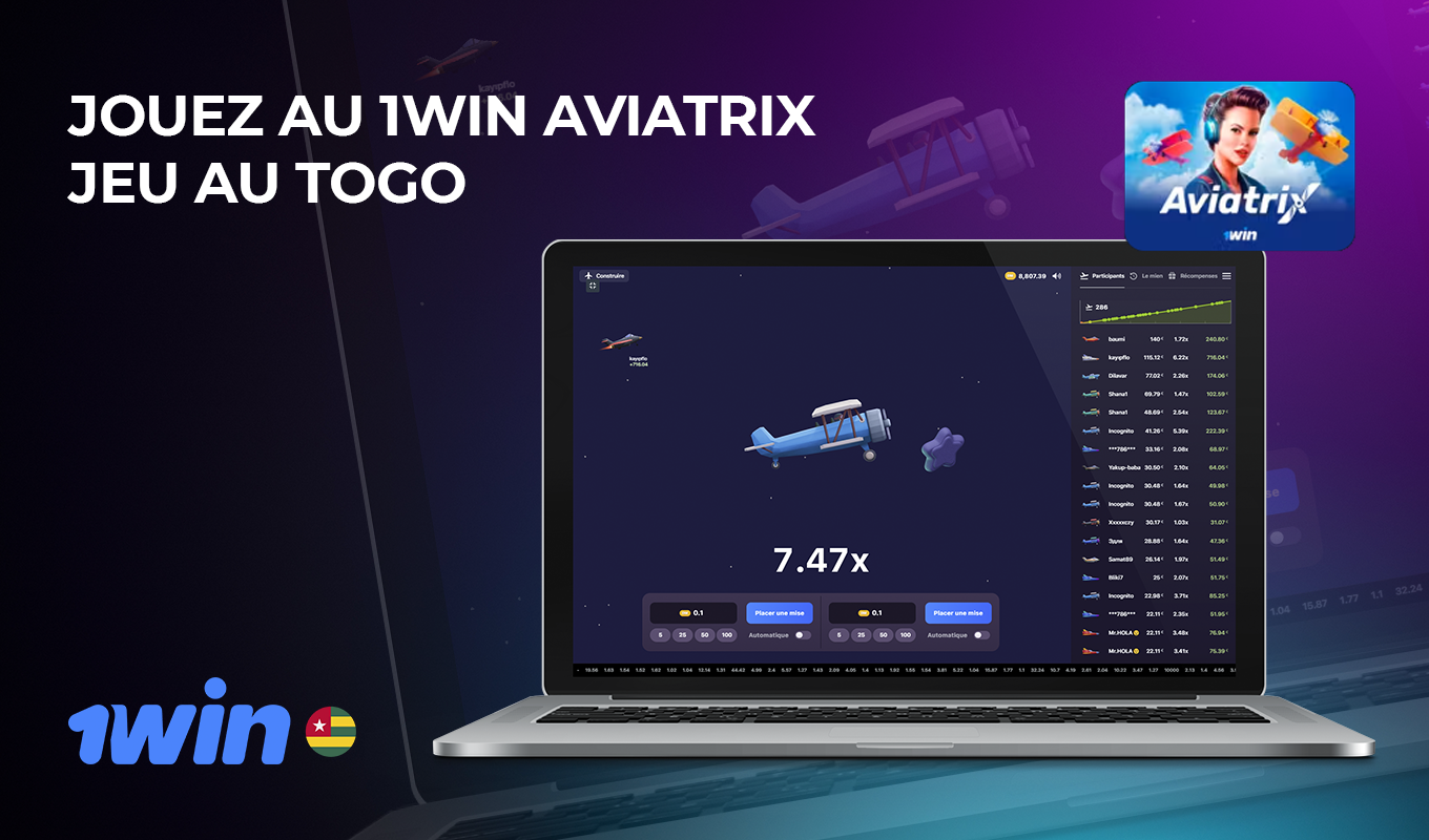 Le jeu de crash AviatriX est populaire sur la plateforme 1win auprès des joueurs du Togo