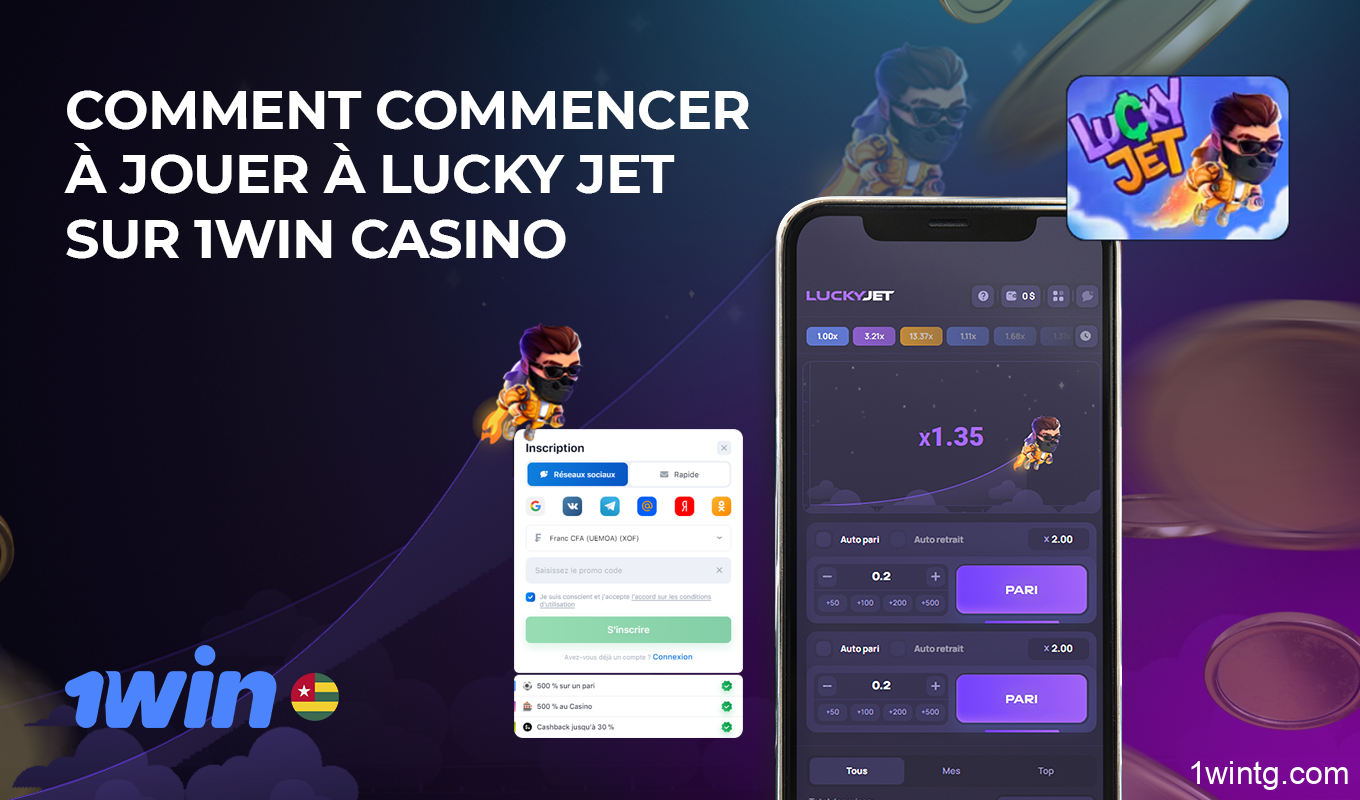 Suivez quelques étapes simples pour commencer à jouer à Lucky Jet 1win